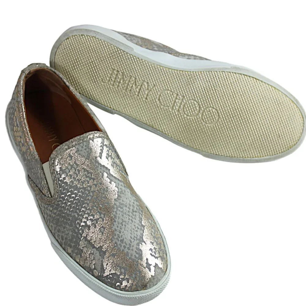 Jimmy Choo Demi Metallic Snakeskin Textured Suede Slip-On Size 36.5 (US 6.5)